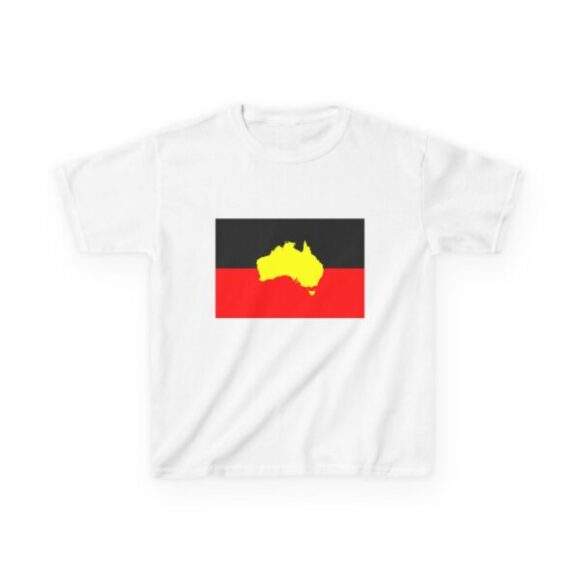 Kids Heavy Cotton Tee - Australian Aboriginal Flag - Image 2