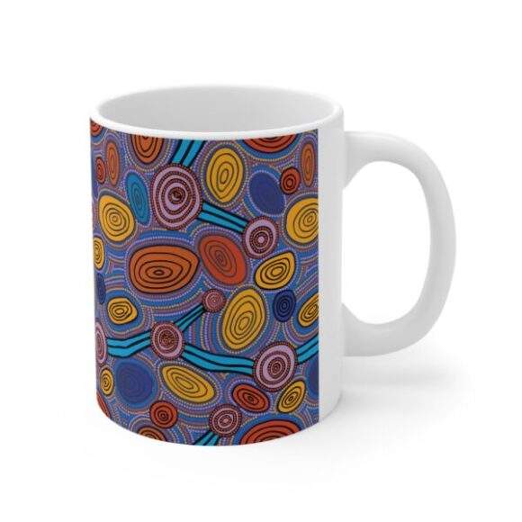 Authentic Aboriginal Art - Ceramic Coffee Cup Skipping Stones (c) - Image 3