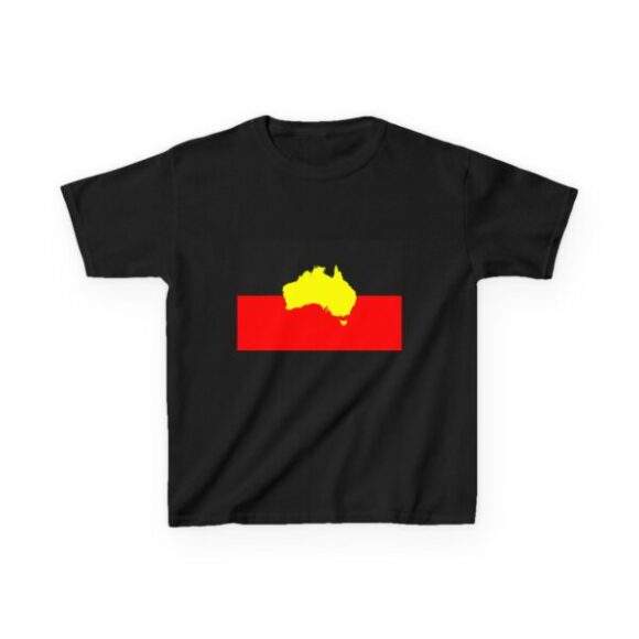 Kids Heavy Cotton Tee - Australian Aboriginal Flag - Image 3