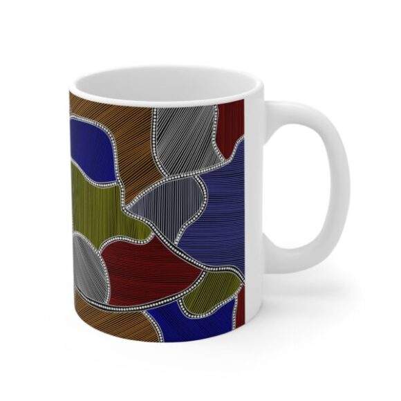 Authentic Aboriginal Art - Ceramic Coffee Cup - Farm Lands (c) - Image 3