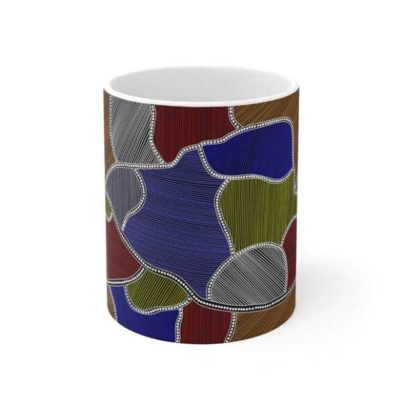 Authentic Aboriginal Art - Ceramic Coffee Cup - Farm Lands (c)