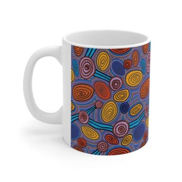 Authentic Aboriginal Art - Ceramic Coffee Cup Skipping Stones (c) - Image 2