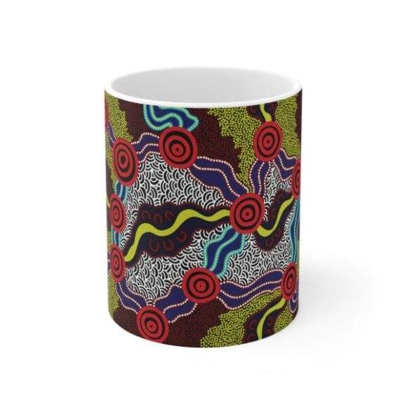 Authentic Aboriginal Art - Ceramic Coffee Cup - Salt Lake