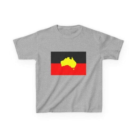 Kids Heavy Cotton Tee - Australian Aboriginal Flag - Image 4