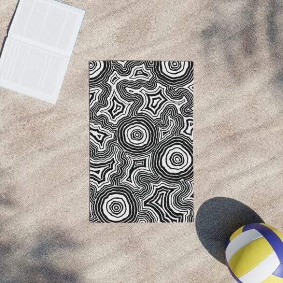 Vibrant Coral Reef Beach Towels – Pathways (b&w) - Image 2